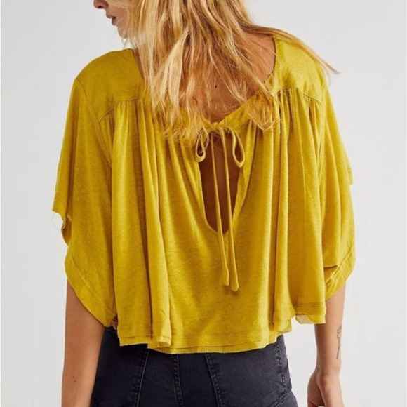 NWT Free People Golden Meadow Sunsetter Top Women's Gold Yellow Size L - Picture 2 of 8